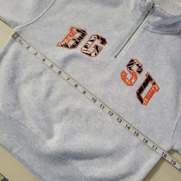 ZooZatz BGSU Ohio Women's Gray Quarter-Zip Pullover Sweatshirt - Picture 6 of 14